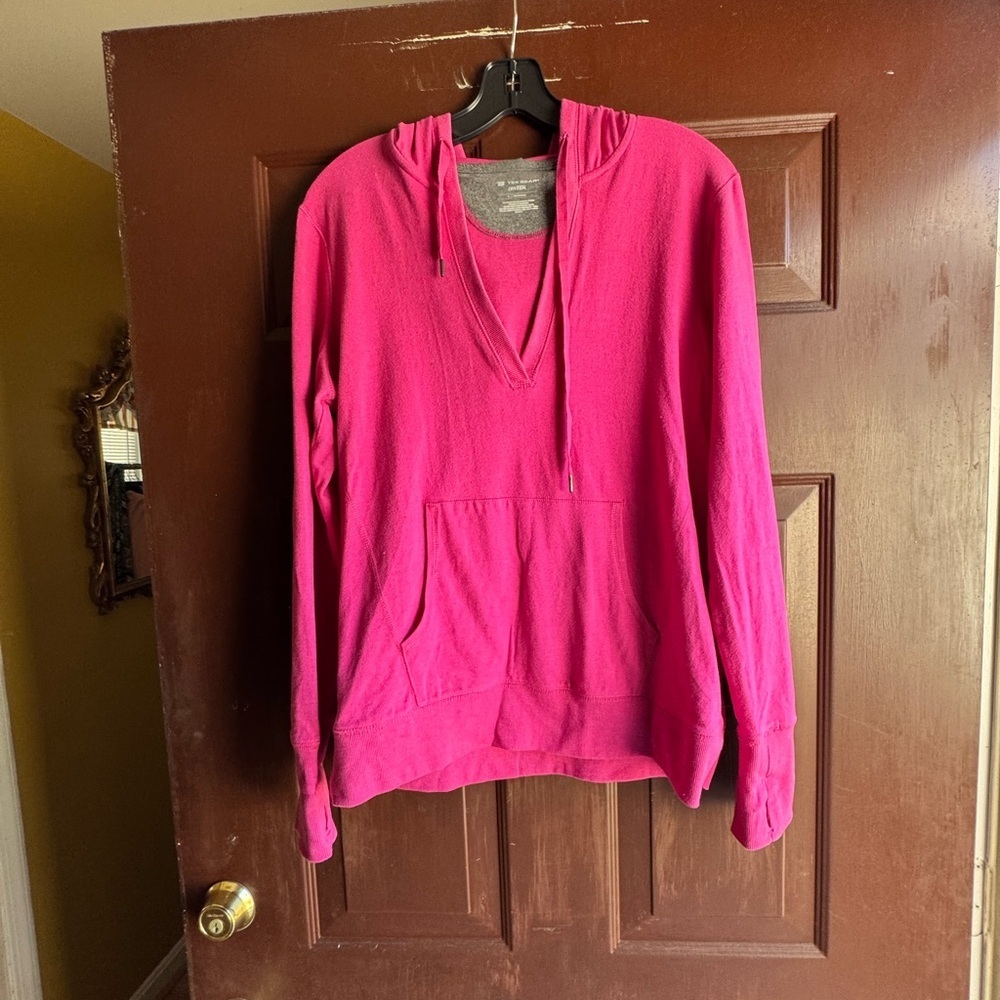 Tek Gear V Neck Hoodie Size Large With Thumb Holes
